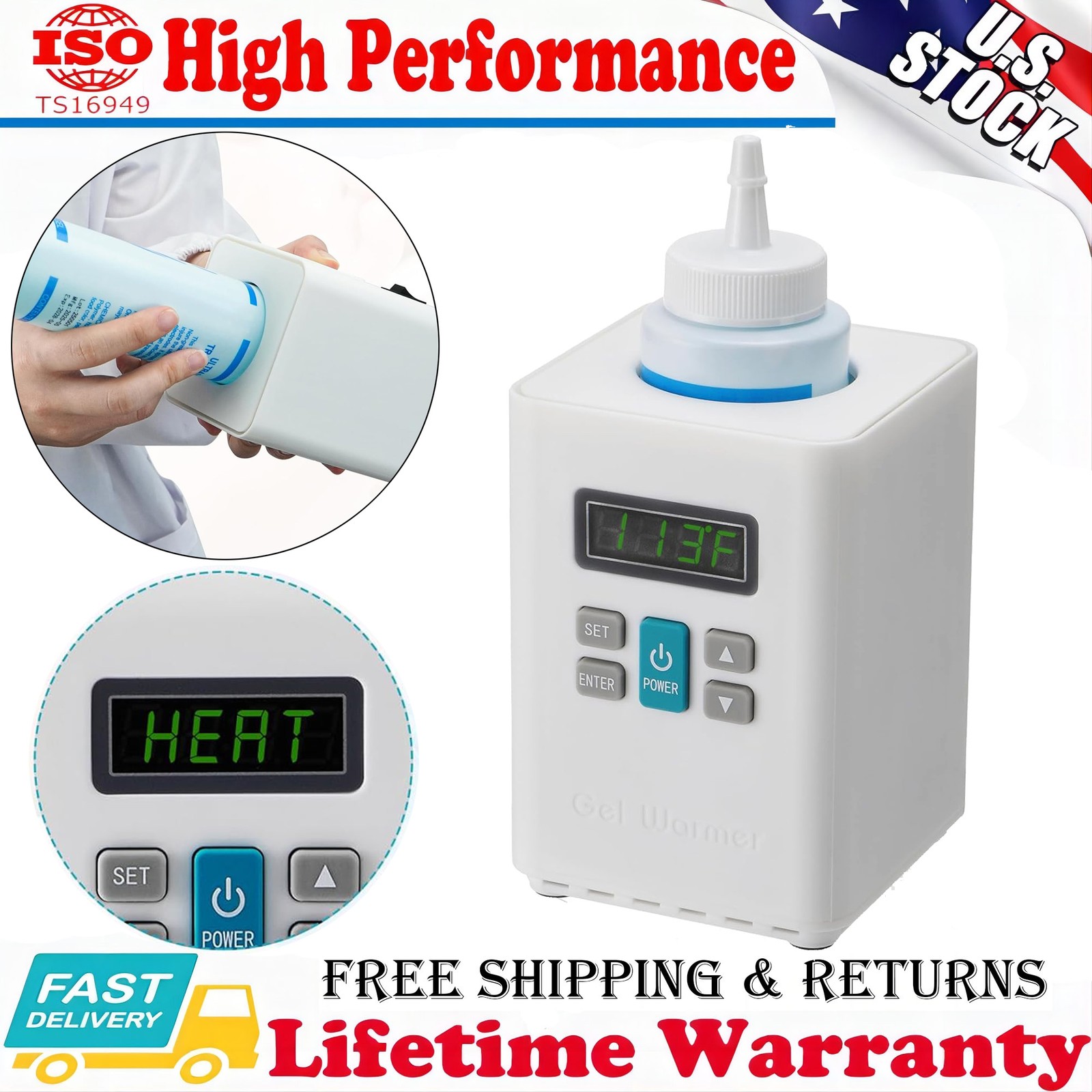 Electric 1-Bottle Gel Warmer, Adjustable Temperature & Overtemperature  Alarm US