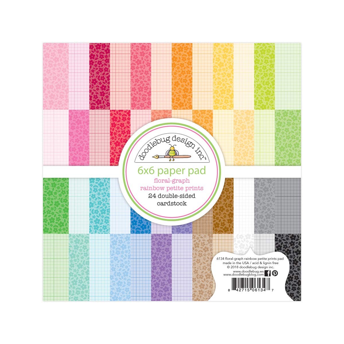 Petite Prints Double-Sided Pad 6"X6" 24/Pkg - Floral-Graph Rainbow, 24 Design...