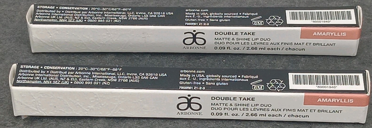 (2) NIB Arbonne Double Take Matte & Shine Lip Duo – AMARYLLIS Lipstick & Gloss