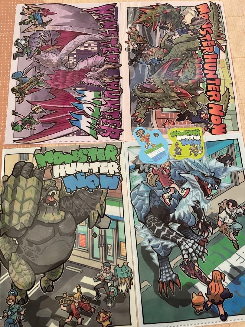 Monster Hunter A4 Clear Files 4 Sheets & 2 Stickers Collab Used