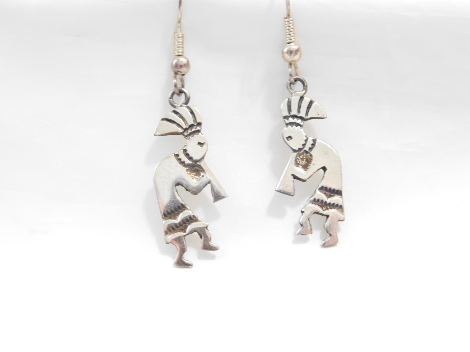 Sterling Silver Vintage Kokopelli Dangle Earrings Native American E707