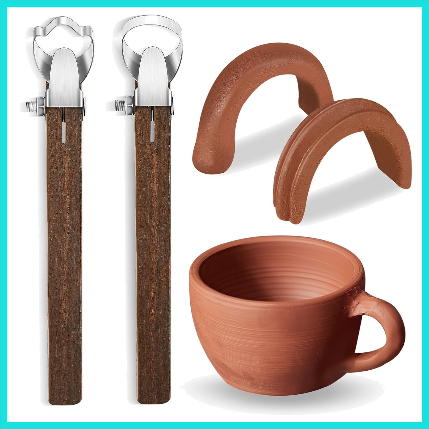 2 Pcs Sculpture Scraper Pottery Carving Tool Pottery Cup Handle Shape Clay Ex...