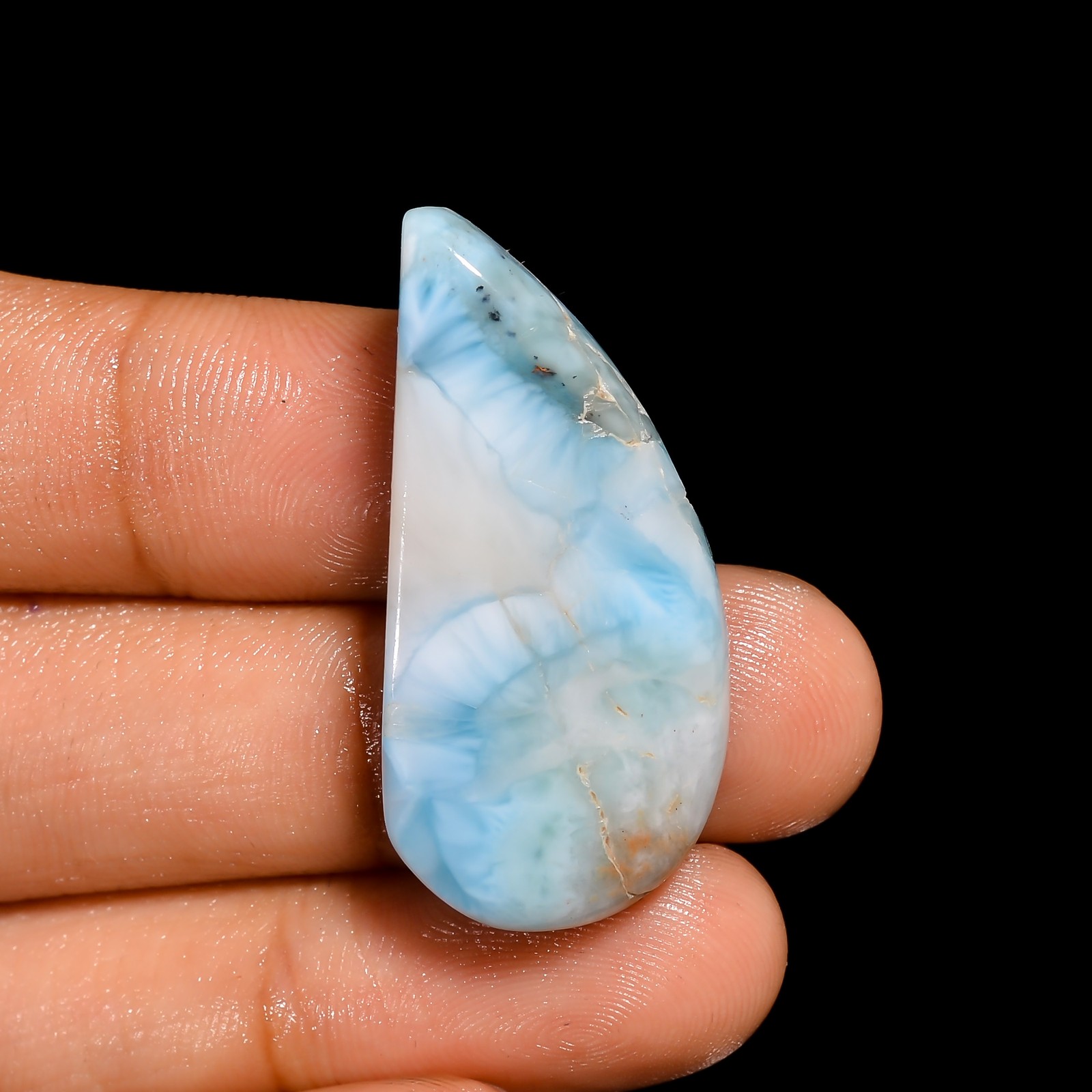100% Natural Larimar Fancy Shape Cabochon Loose Gemstone 38 Ct 35X16X7 mm A-1733