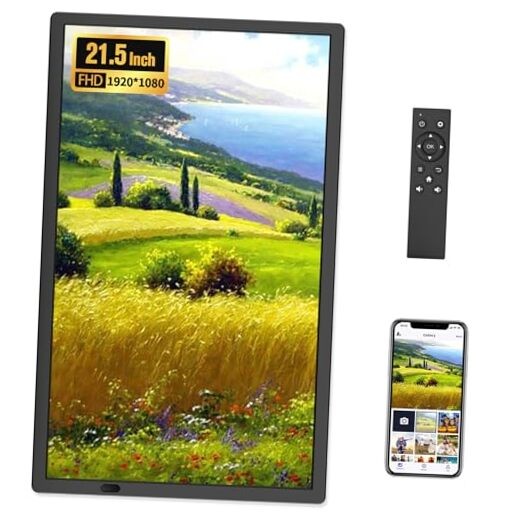  21.5" Large Digital Picture Frame 64GB, WiFi Photo Frame 1920x1080 21.5 Inches