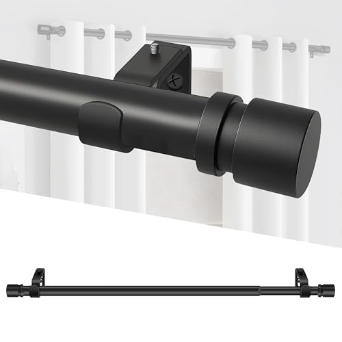  Curtain Rods for Window, 32 to 60 Inch Adjustable Black Metal Drapery 32-60