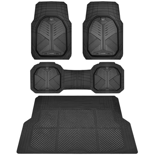 Heavy Duty Rubber Car Mats with Cargo Liner, Deep-Dish Car Floor Mats and Trunk