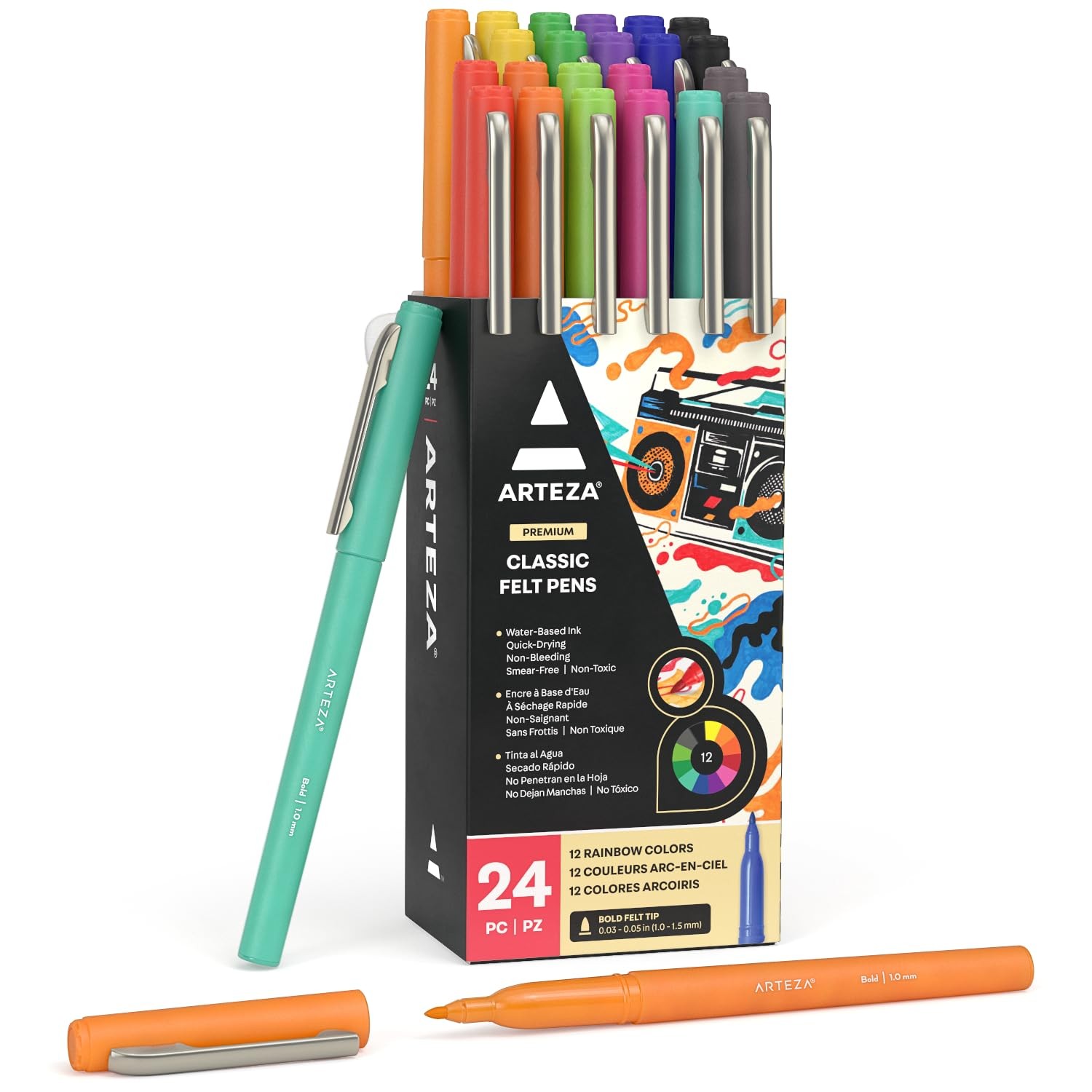 Felt Tip Pens set Set 24 Count assorted colors Art marker kit