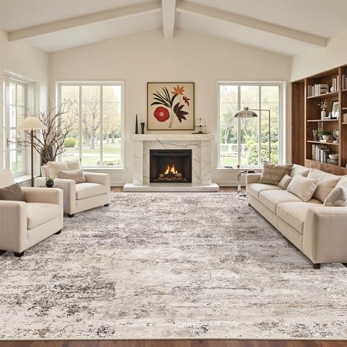 9x12 Area Rugs - Washable Rug for Living Room, Ultra-Thin Abstract Rug, Indoor 
