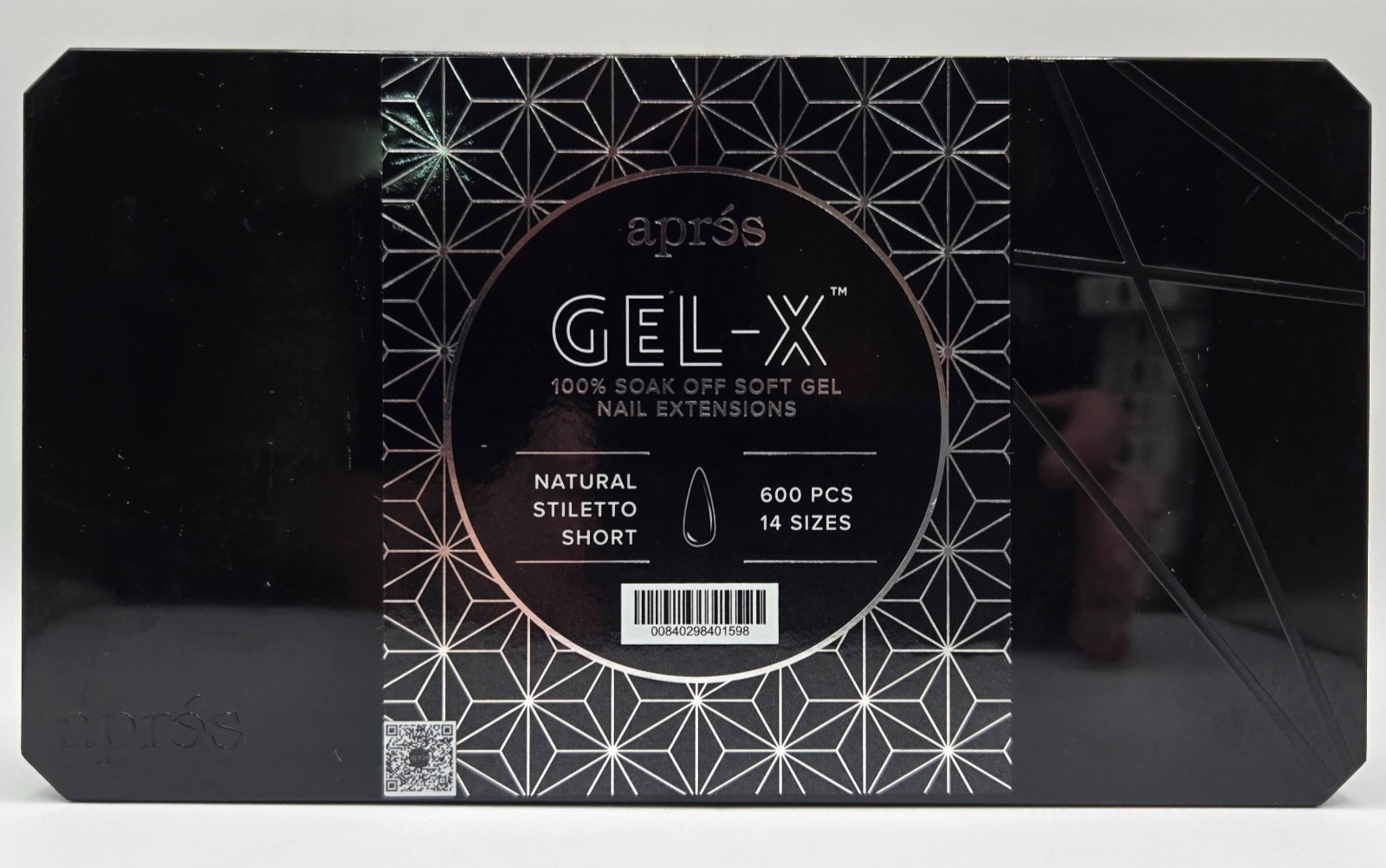 600 Tips Apres Gel-X Natural Stiletto Short Box of 600 Tips 14 Sizes Soak Off