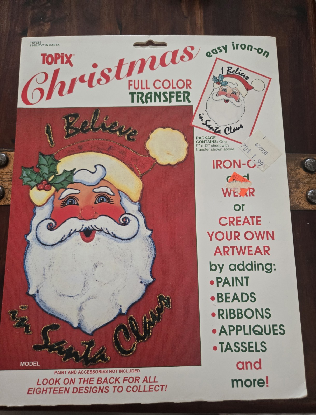 Vintage NOS Topix Iron-On Transfer TXFC83 Santa Claus Holiday Christmas