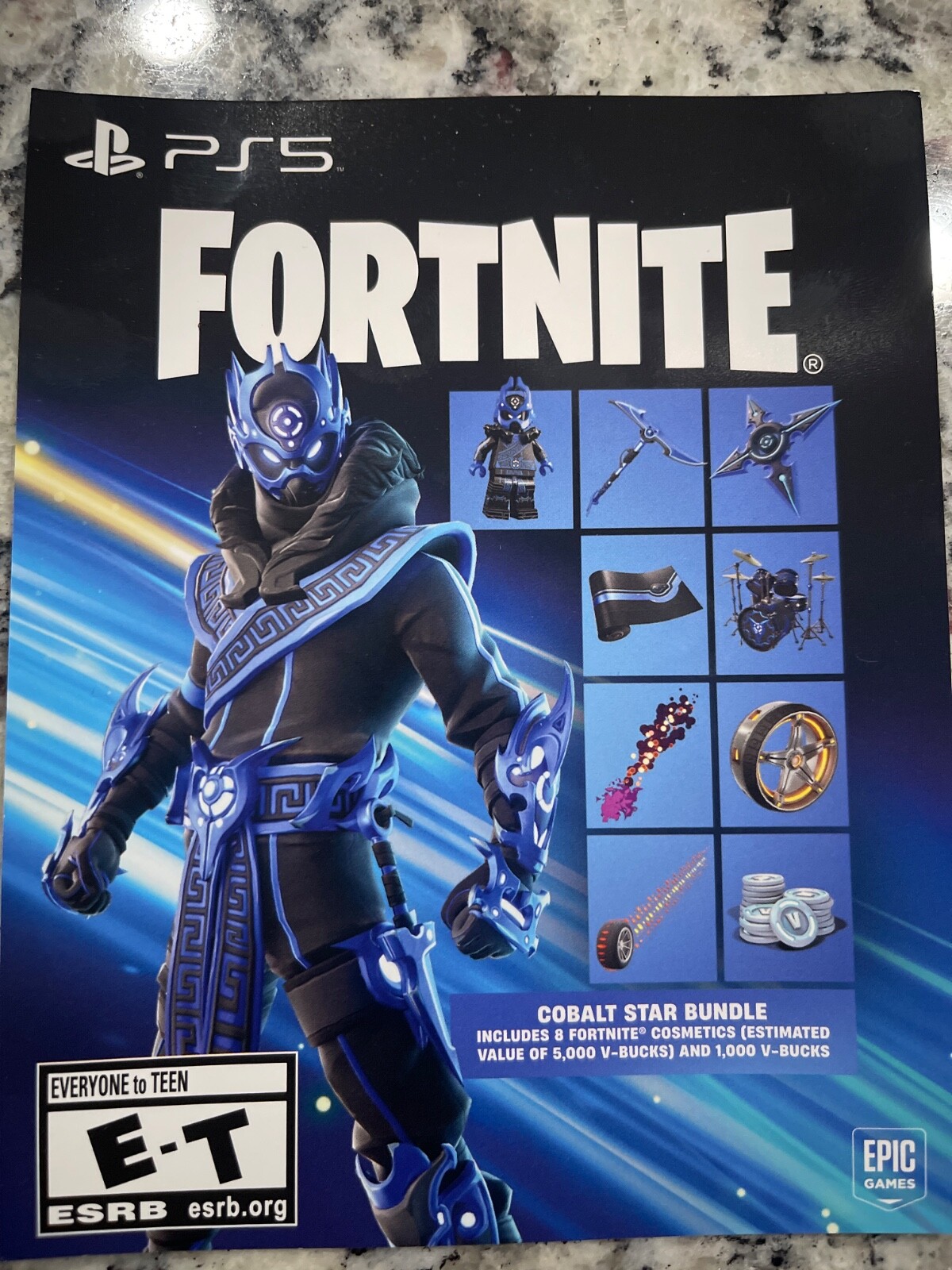 PS5 Fortnite Cobalt Star Bundle + 1000 V Bucks (Unscratched Unused Code)