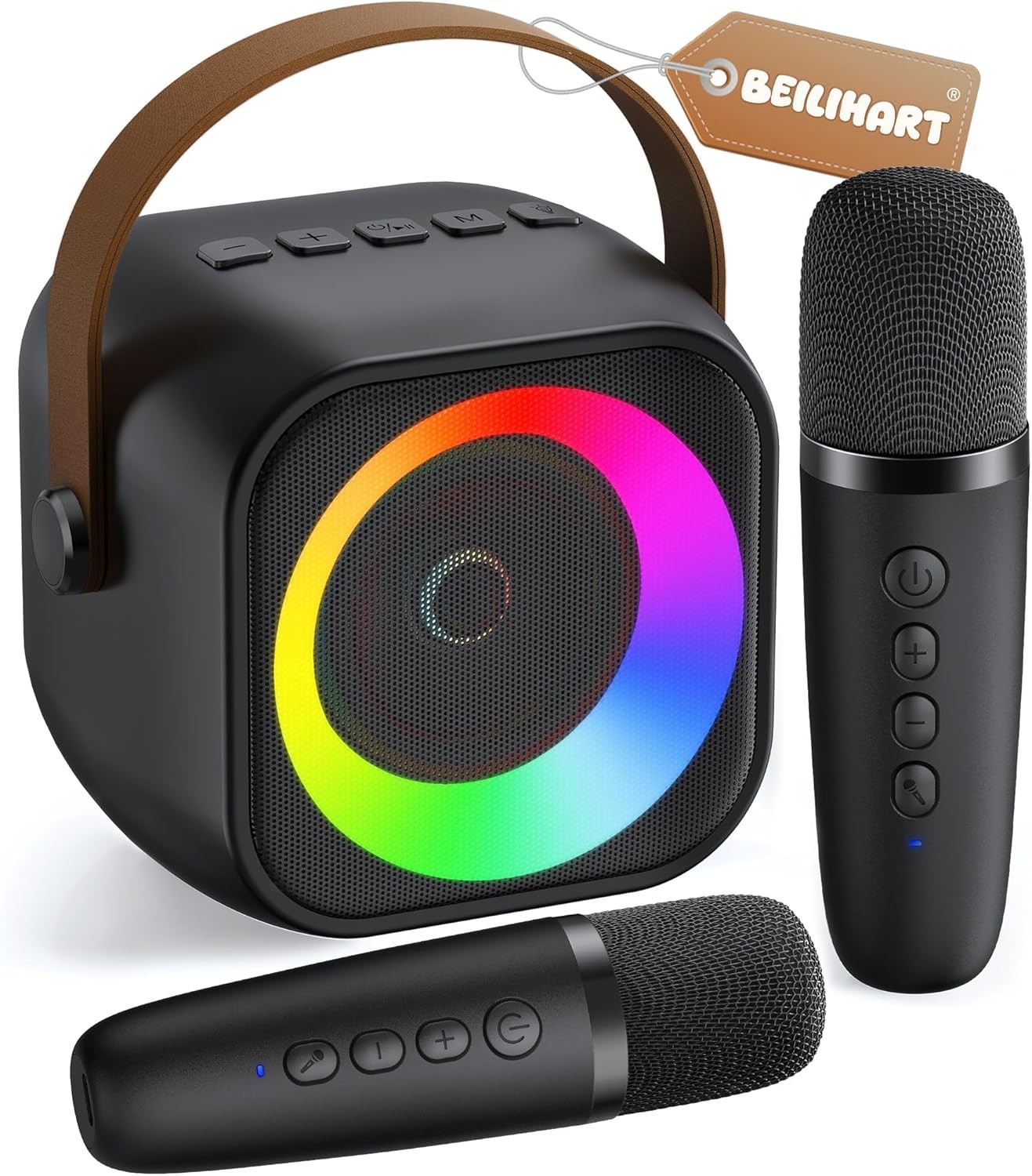 Mini Karaoke Machine Portable Bluetooth with 2 Mics