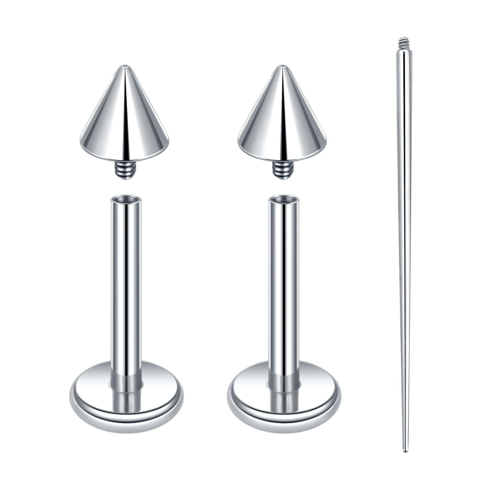 18G 8mm Titanium Flat Back Stud Earrings Internally Threaded Labret Monroe Li...