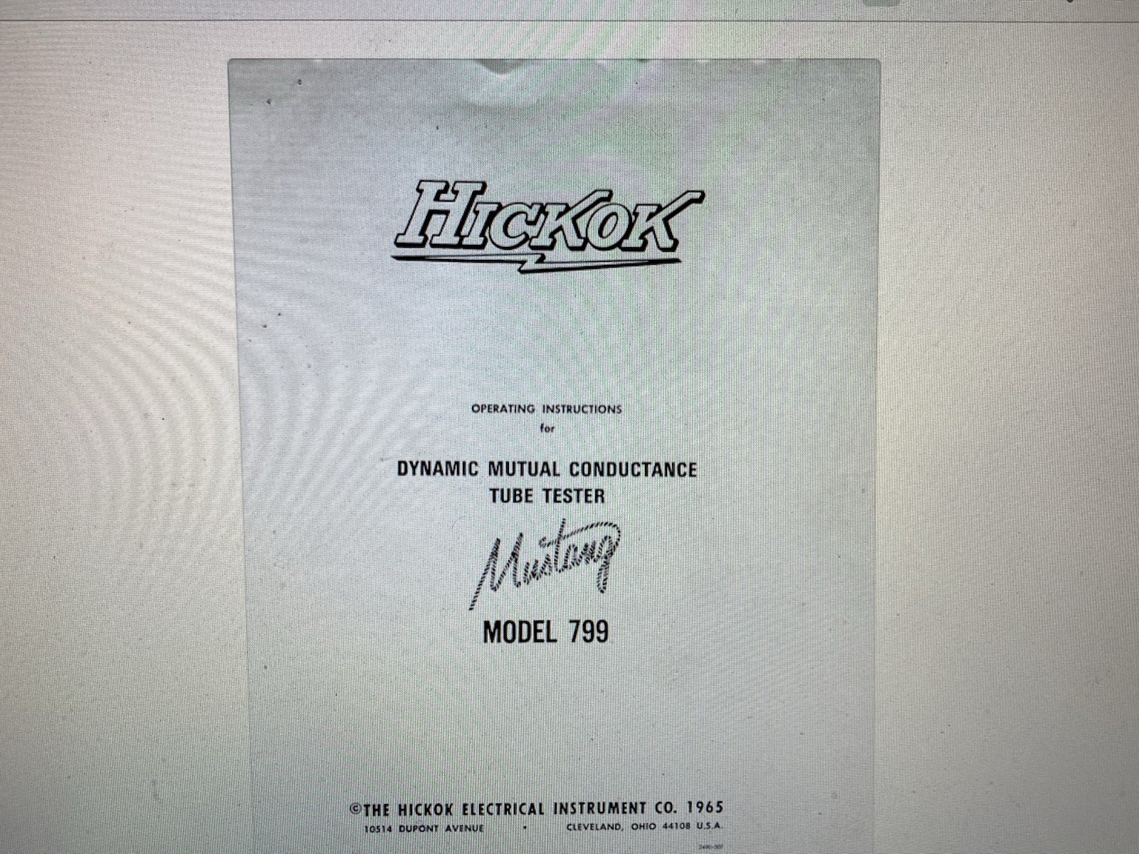 Hickok Misting Model 799  Manual  Digital