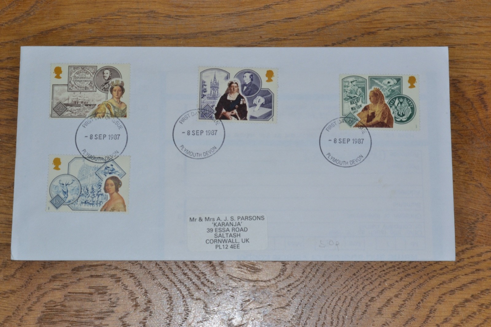 September 1987 Home made First Day Cover; Victorian Britain;