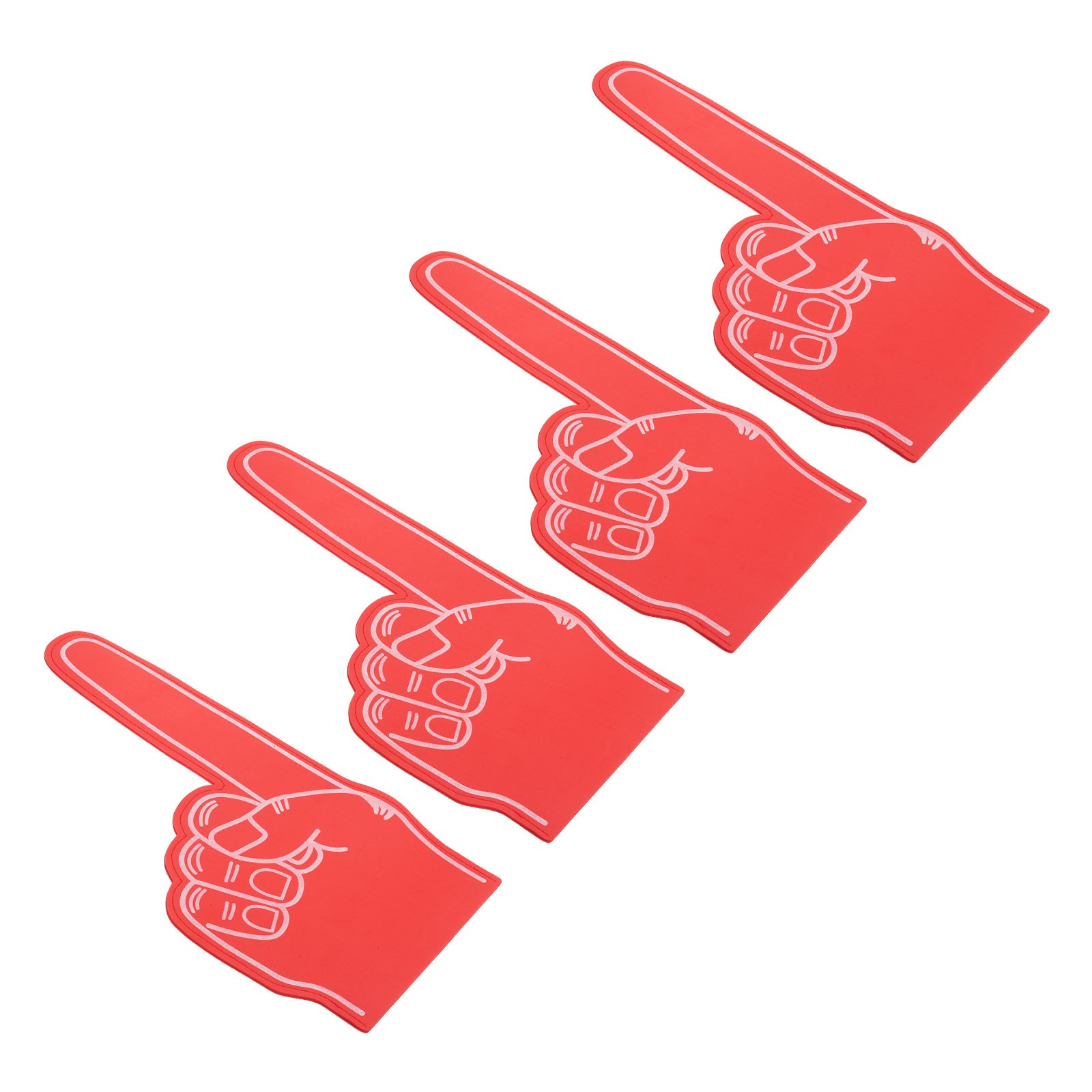 4 Pcs Foam Finger 18 Inch, Number 1 DIY Blank Foam Hand Cheerleading, Red