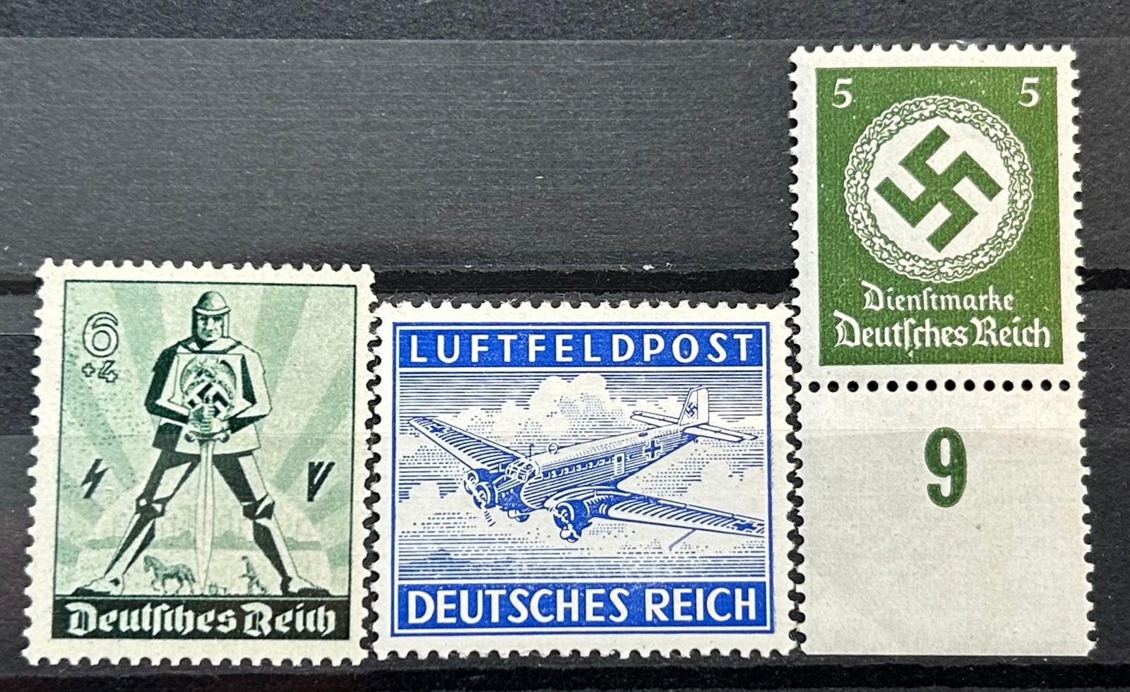 German Classic Reich WWII officials x 3 Hitler swastika etc MNH Mint ww2 /459a