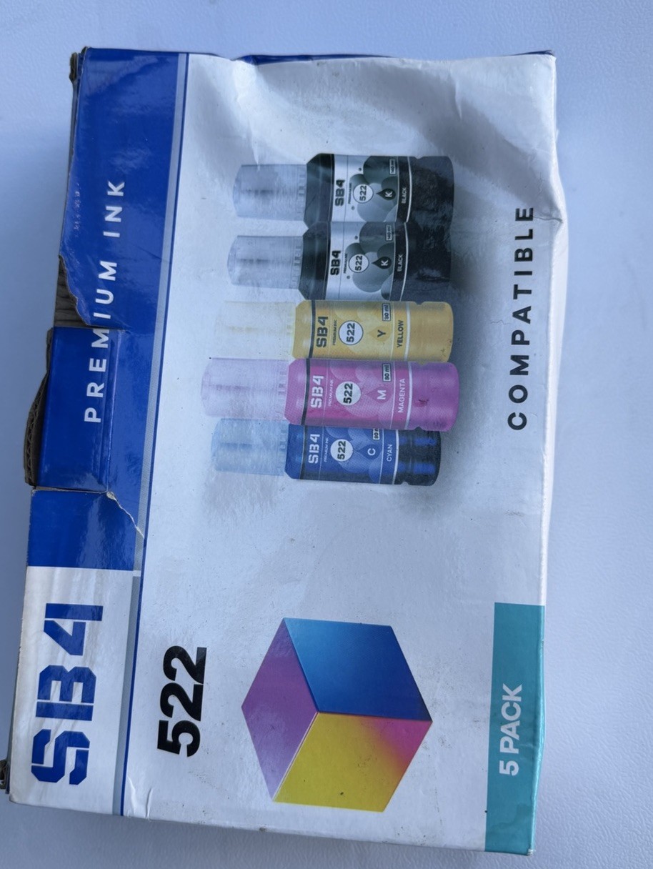 SB4 522 Compatible Inkjet Refill Bottles 5 Pack Black Yellow Magenta Cyan