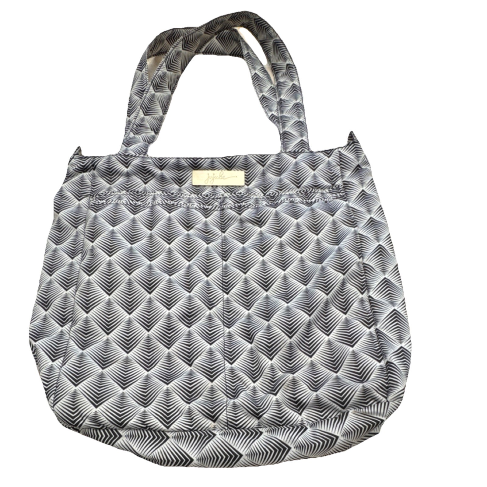 Ju-Ju-Be Geometric Black White Diaper Tote Bag Polyester Zipper Pockets