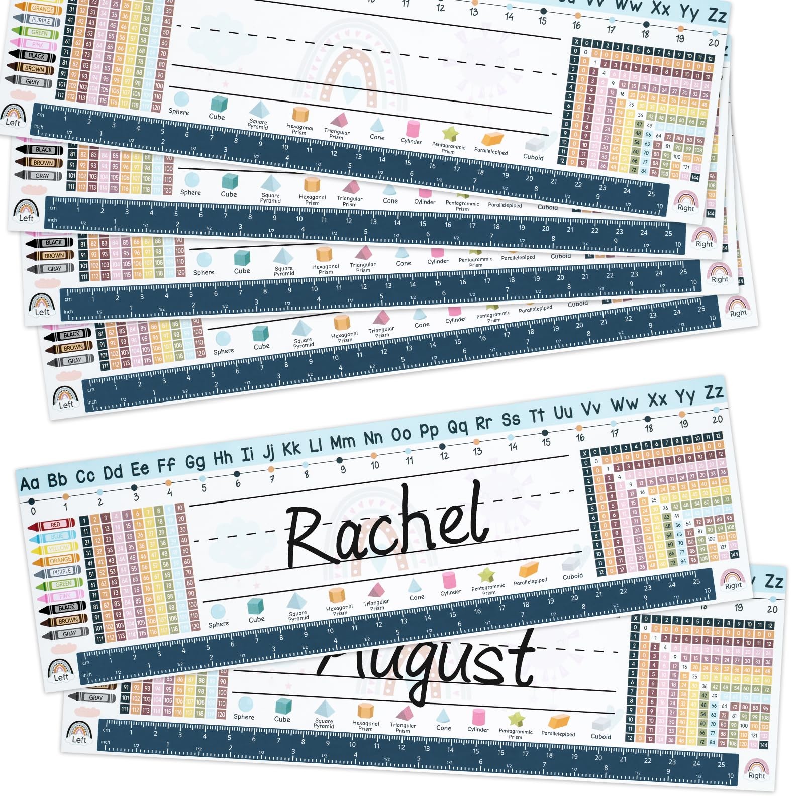 Boho Desk Name Tags for Classroom 50 Student Name Plates with Alphabet Multip...