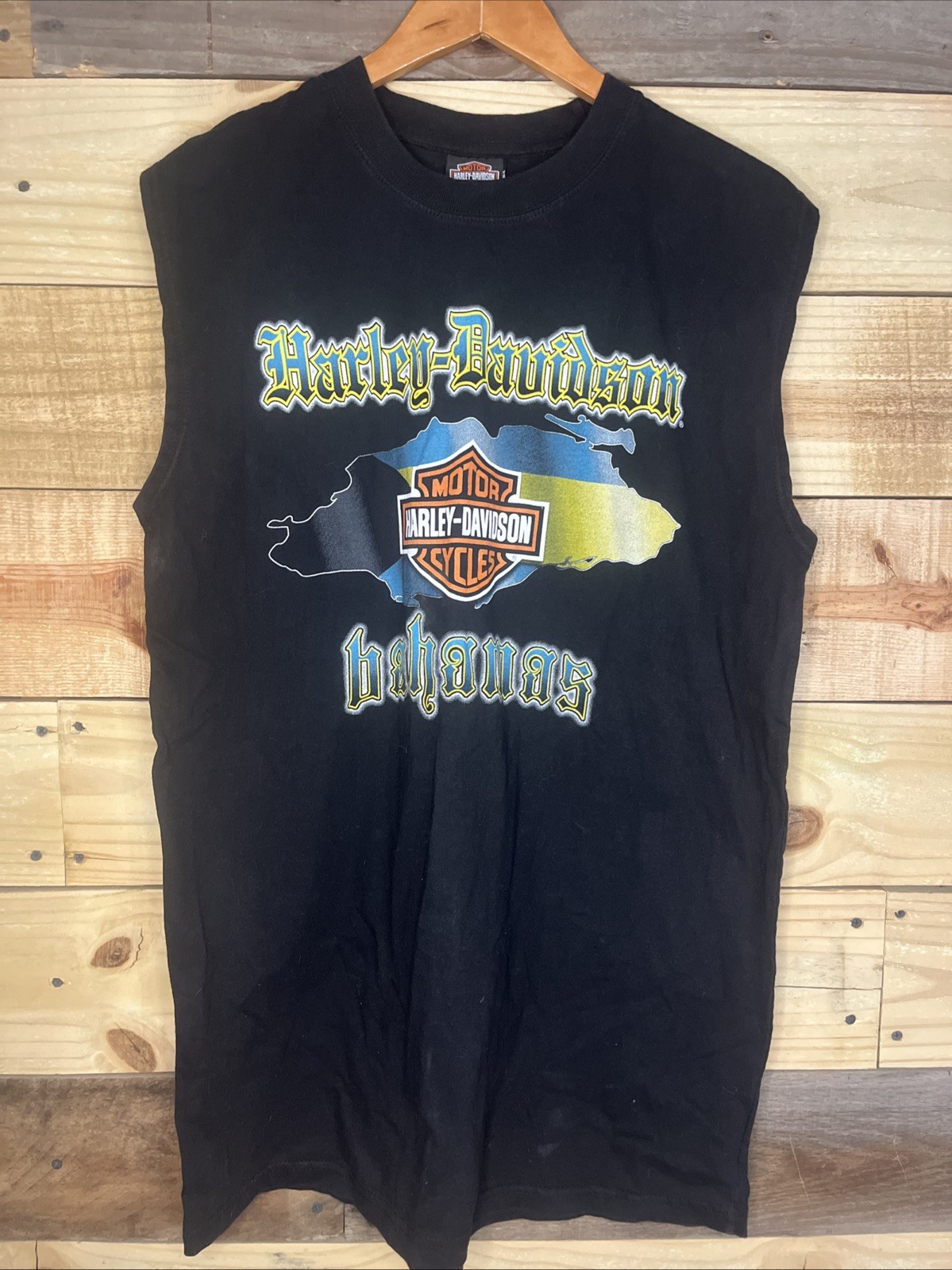 Harley Davidson Motorcycles BAHAMAS Black Sleeveless T Shirt MENS XL