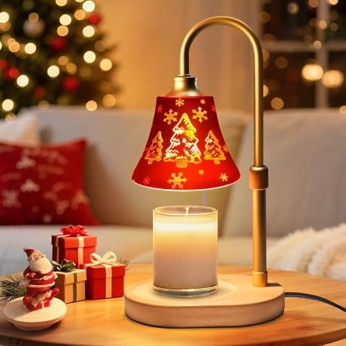 Candle Warmer Lamp with Timer Dimmer：Christmas Decorations Indoor, Birthday Red
