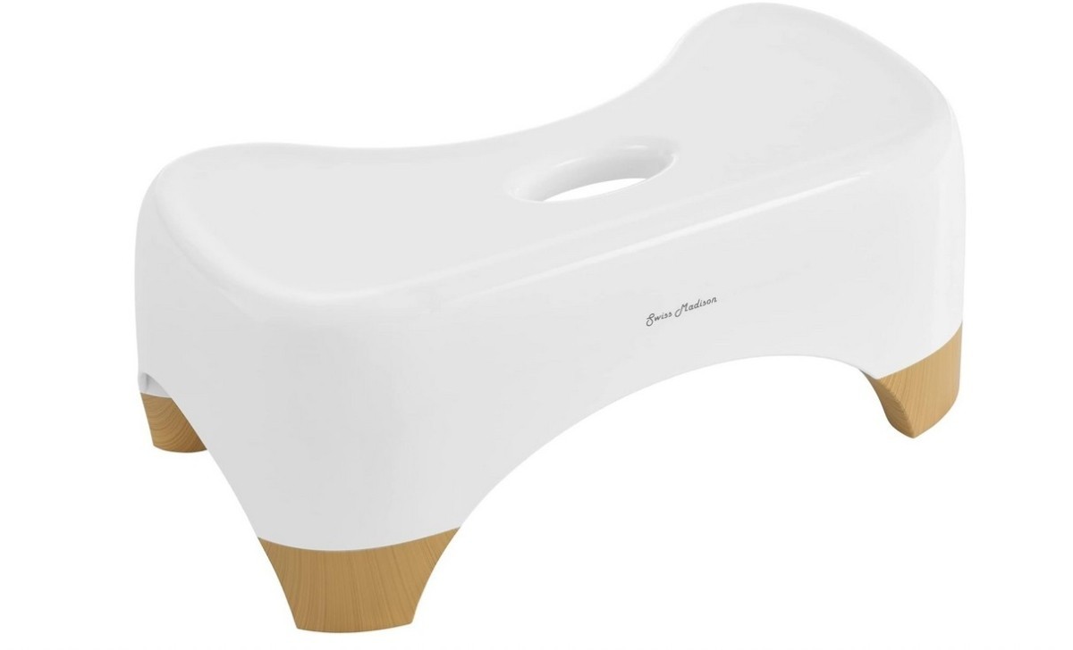 Swiss Madison SM-TS001 Aqua 7-inch White Toilet Stool in Oak