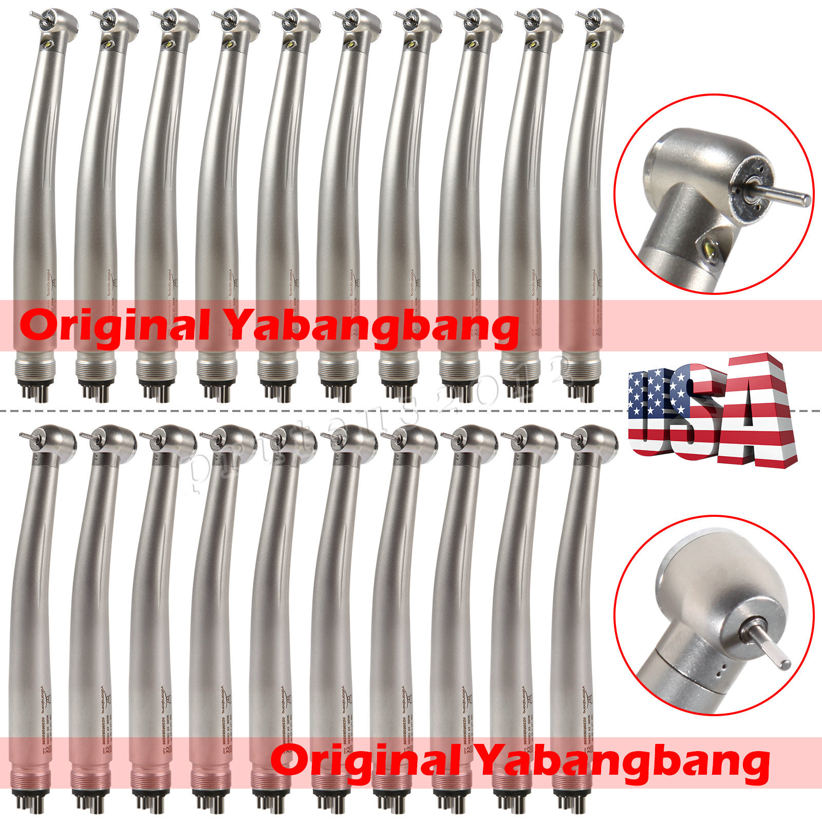 1-10 Original Yabangbang Dental (LED E-generator) High Speed Handpiece 4 Hole