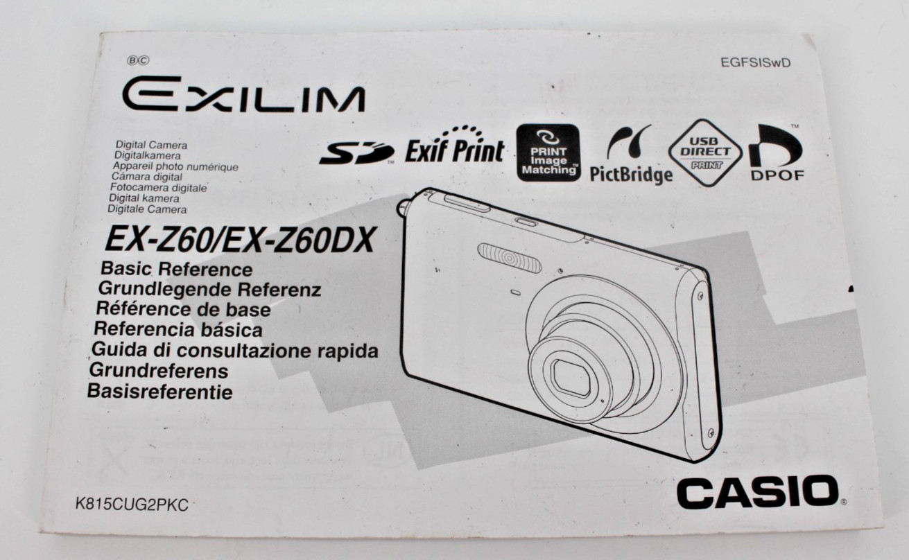 Casio Exilim EX-Z60 EX-Z60DX Instruction and Reference Manual