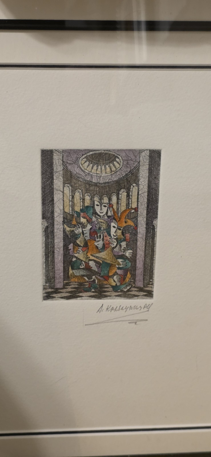 Anatole Krasnyansky Unique Etching, Artist Signed, Framed & Matted, PWG COA