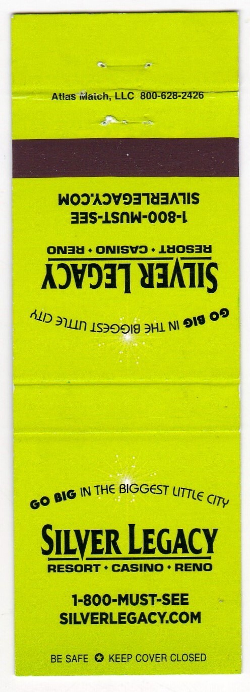 Silver Legacy Resort Casino Matchbook Cover Reno Nevada icmsc5