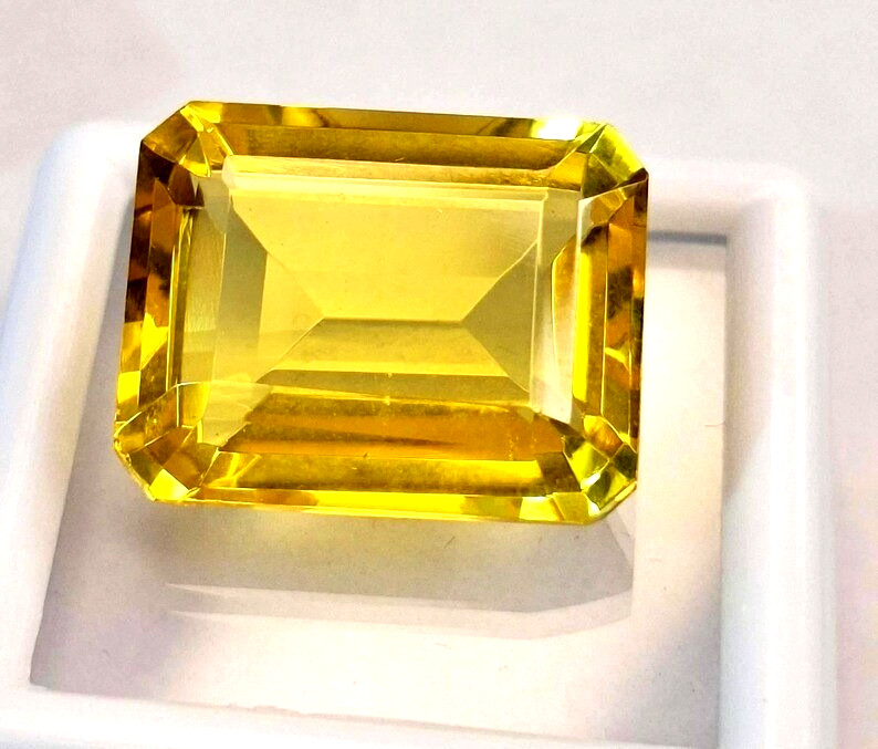 Flawless 50.45 Ct Natural Ceylon Yellow Emerald Cut Topaz Certified Loose Gems
