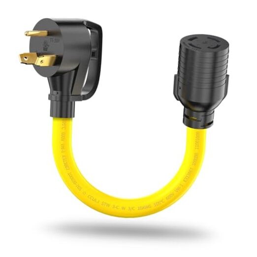 NEMA TT-30P to L14-30R Adapter Cord, 30 Amp RV 3 Prong to 4 TT-30P/L14-30R