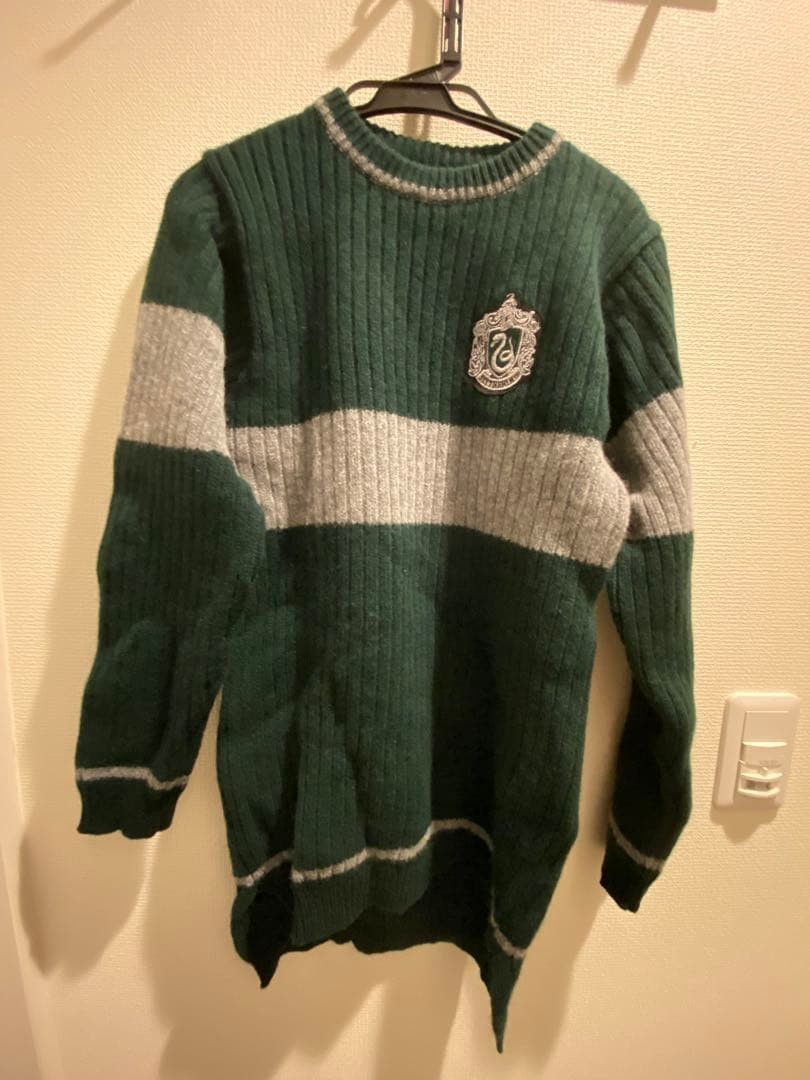 Harry Potter Slytherin Sweater Dark Green Striped Wool Near