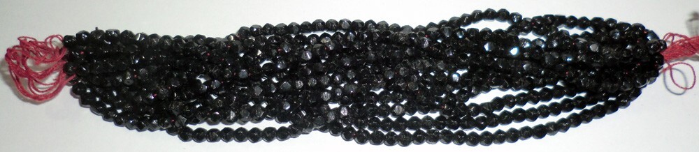Black English Cut Beads 3mm Vintage Victorian Mourning 11 String Glass BB88-12