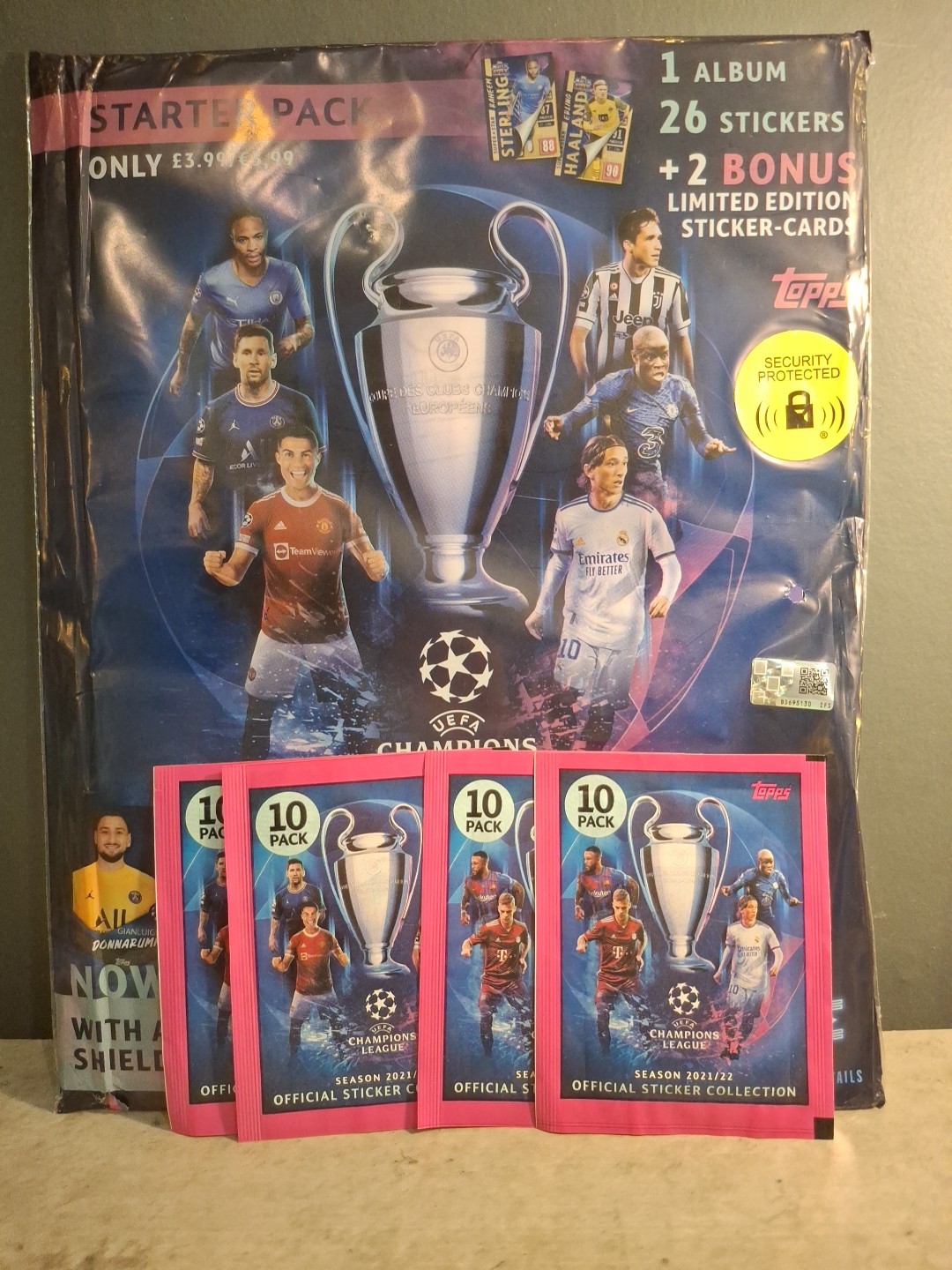 Topps Champions League Sticker Starter Pack 2021/22 Limted Edition Plus 4 Packs