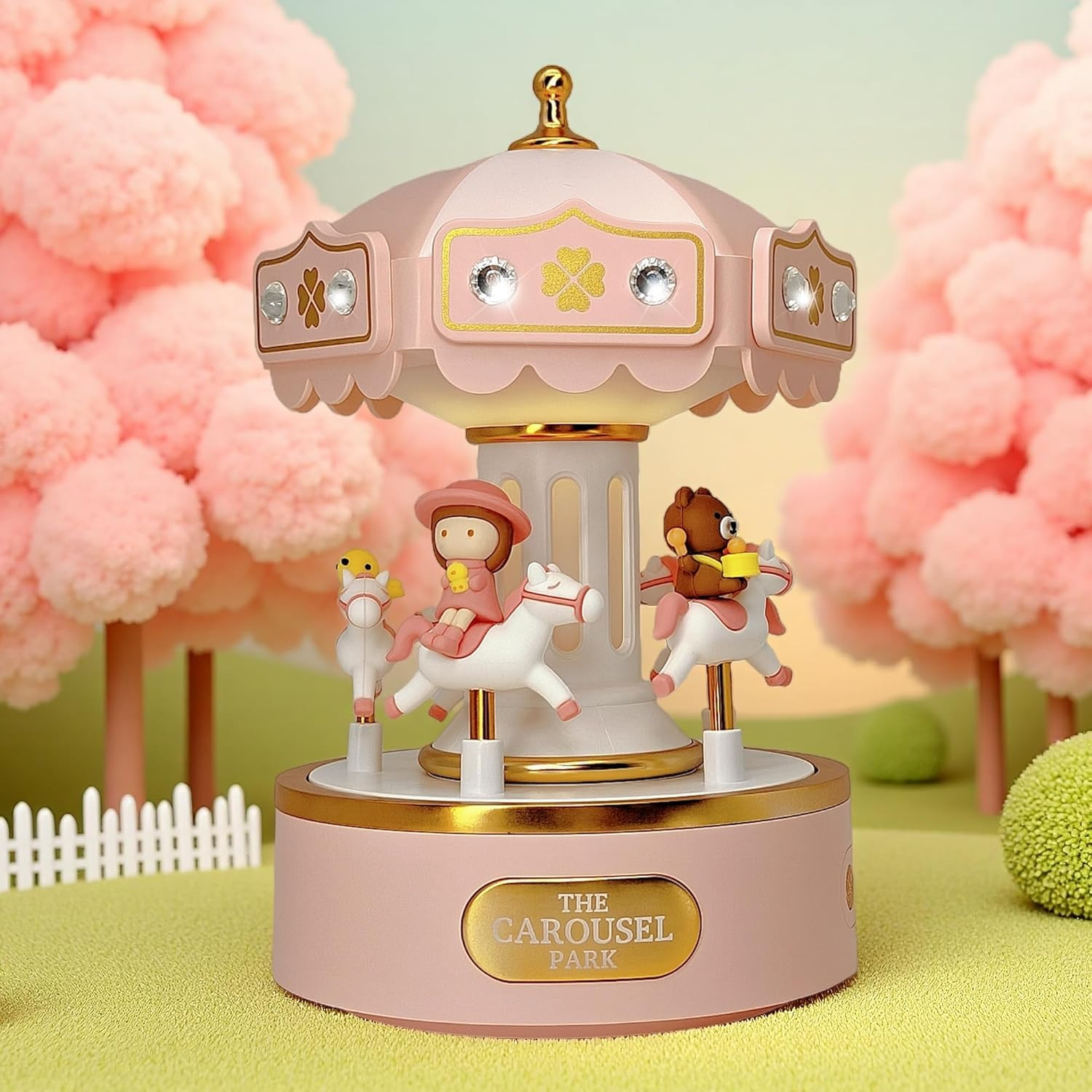 Electric Music Box Carousel with Sparkly Gems-Enchanting Decor & Heartfelt Gift 