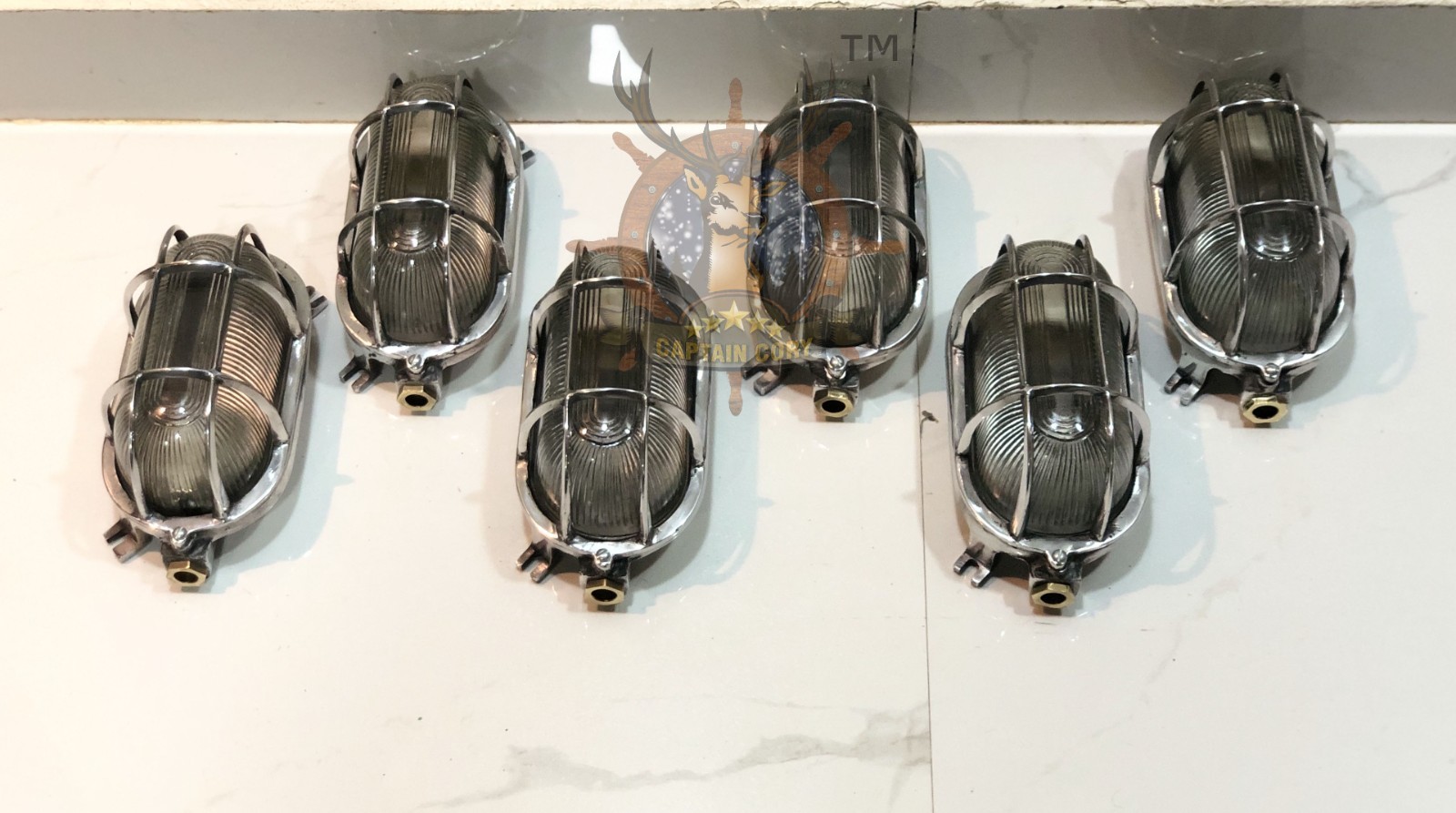Wall & Ceiling Mounted Aluminum Nautical Ship Bulkhead Lights Fixture - Lot of 6