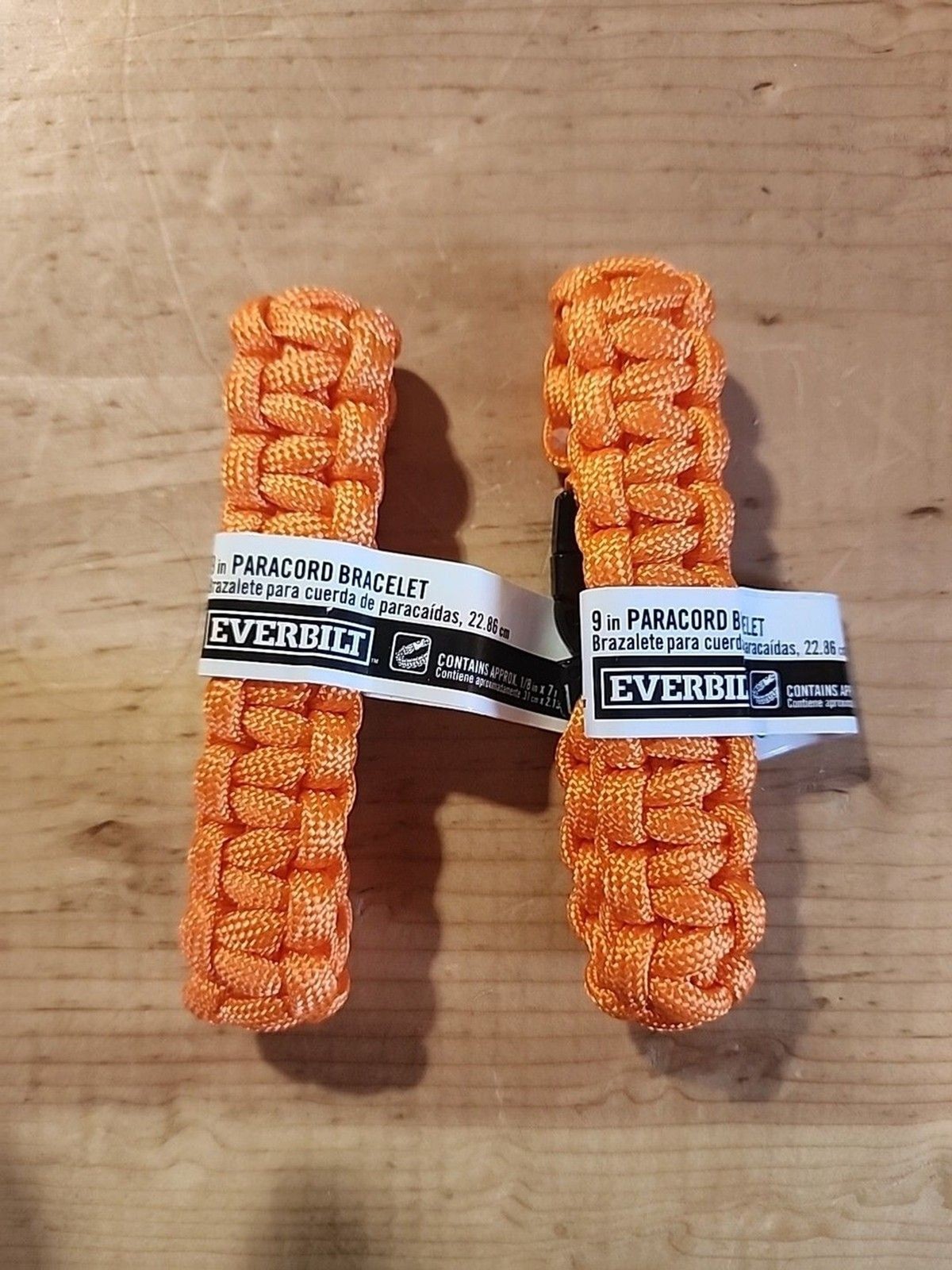 NEW 2 Pack Everbilt 9" Paracord Emergency Survival Bracelet ORANGE