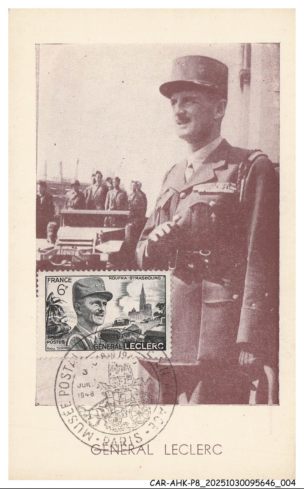 CAR-AHKP8-0457-MAXIMUM CARDS - PARIS - Général Leclerc - Military - 1948