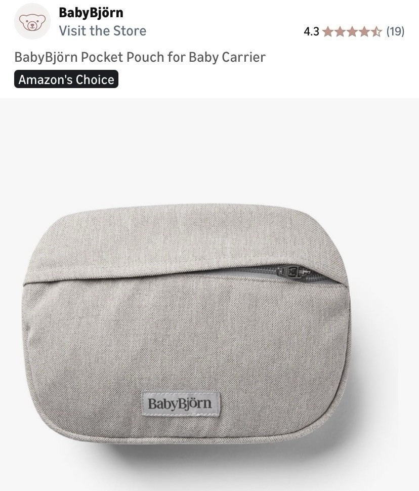 NIB BabyBjorn Pocket Pouch For Baby Carrier Detachable Storage Accessory