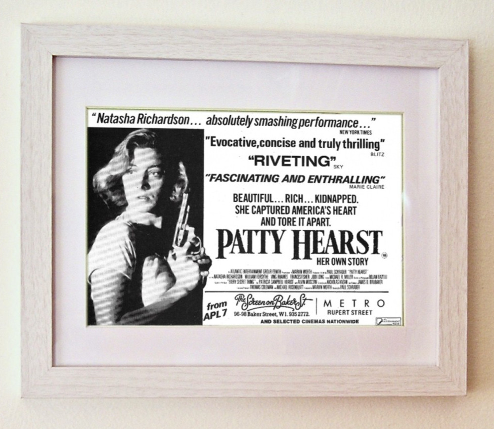 PATTY HURST+FRAMED ORIGINAL PRESS AD MOVIE POSTER+1989