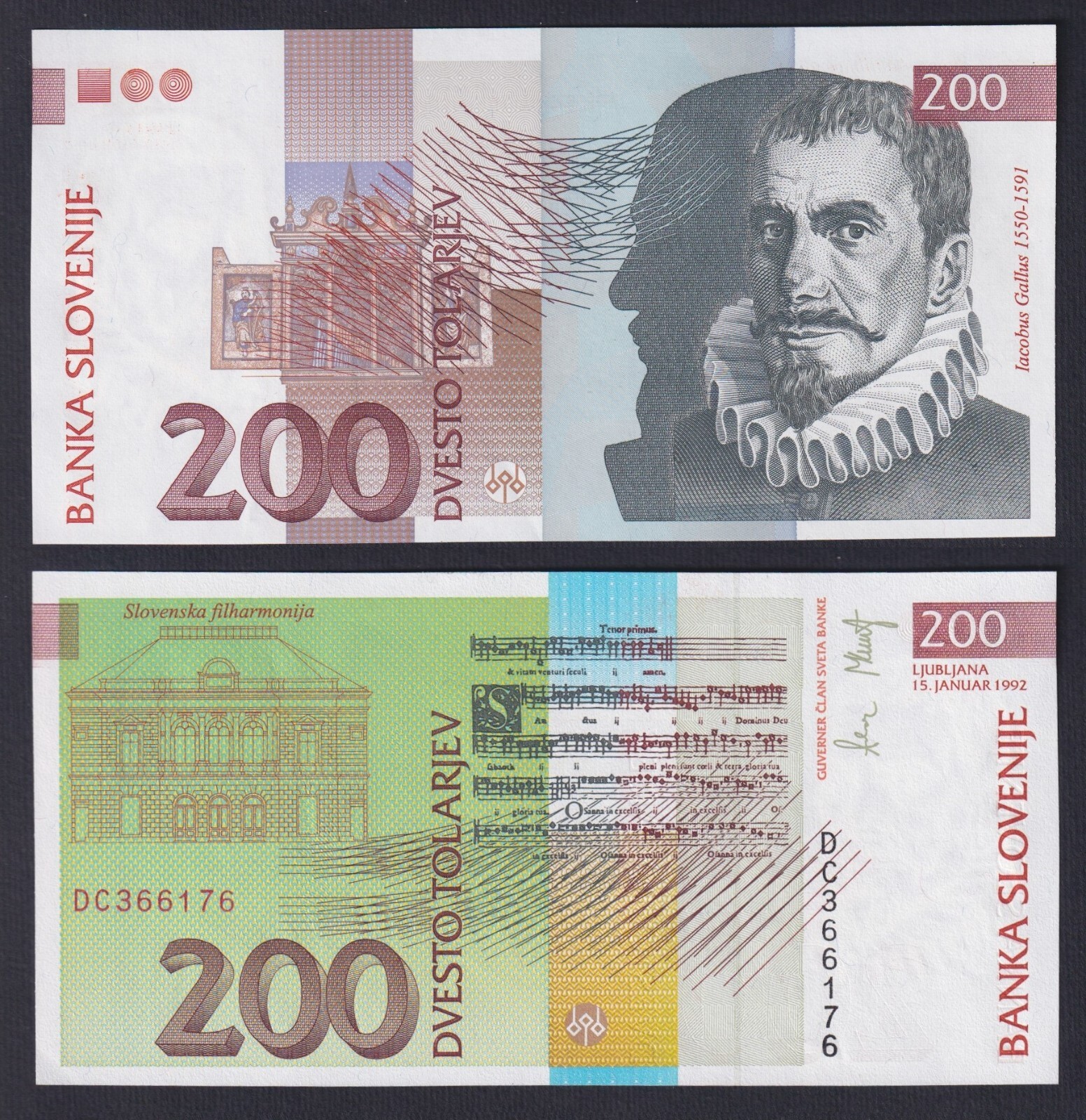 Banknotes Slovenia 200 Tolarjev 2001 P 15c Spl XF+