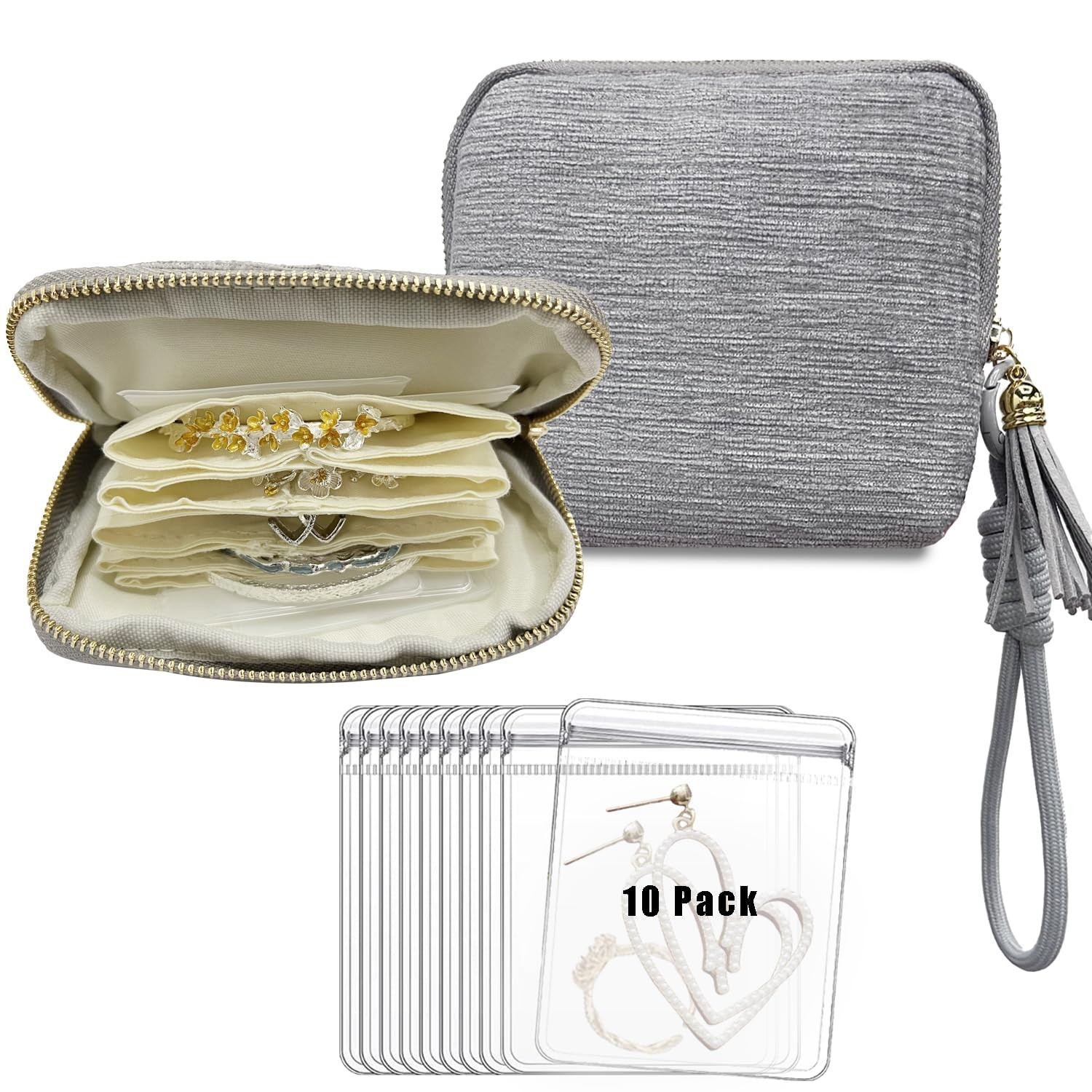 Small Travel Jewelry Case with Lanyard, Portable Jewelry Bags, Organizer Pouc...