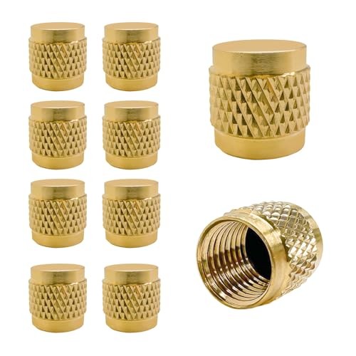 10PCS 1/4" Flare Caps, Solid Brass Compression Cover HVAC Valve Cap with 10pcs