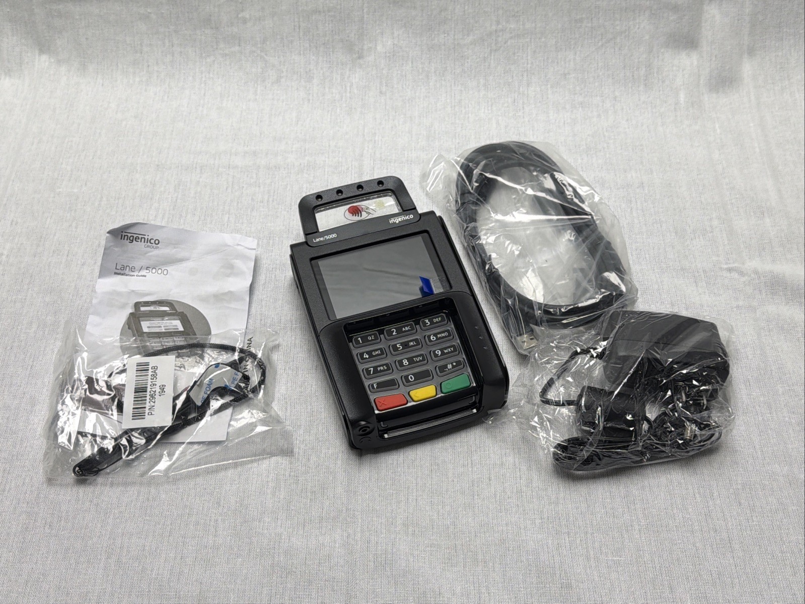 NEW Ingenico Lane 5000 V3 Payment Terminal w/ PSU, Stylus, Cable, PRB30311574I