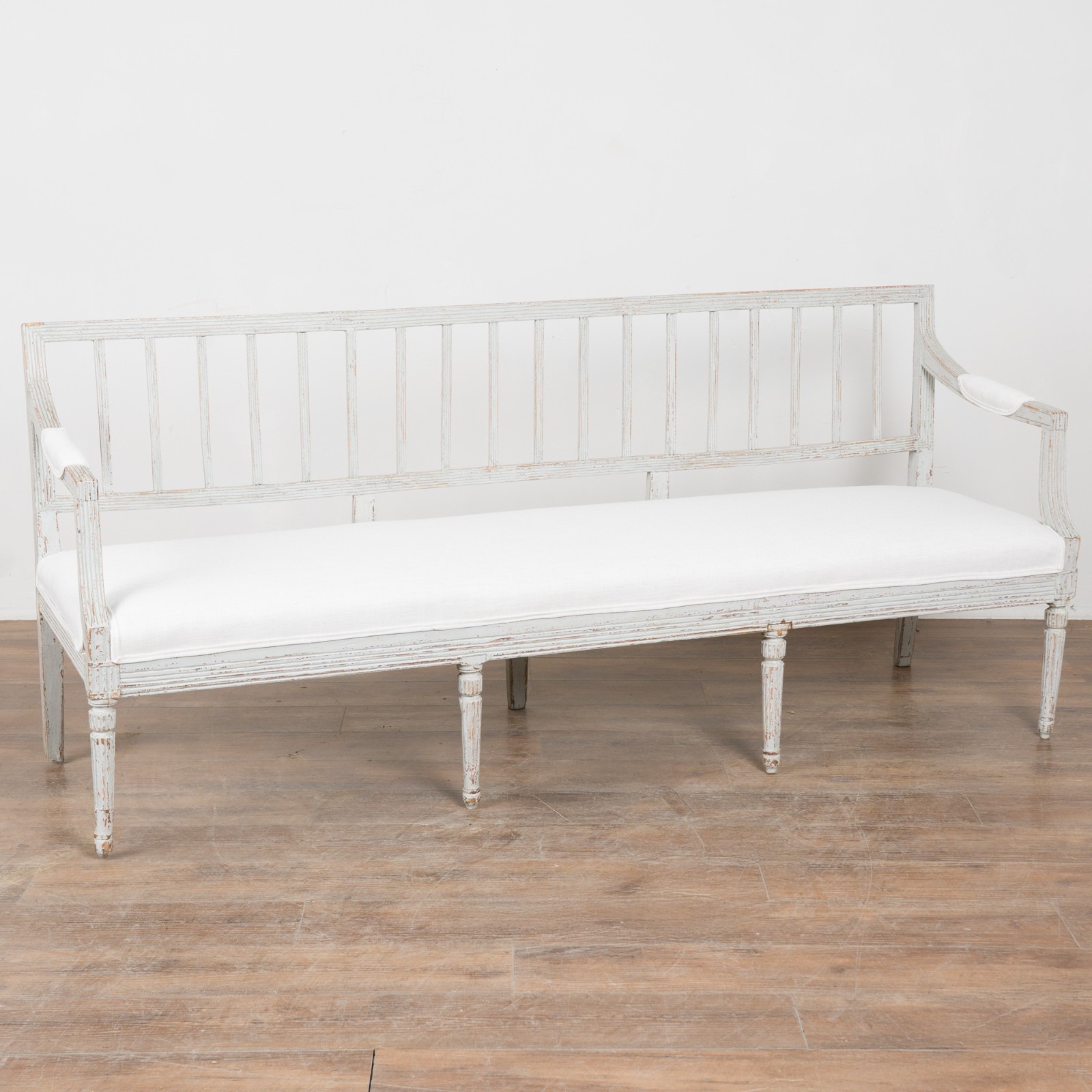 19th Century Swedish Gustavian Gray Painted Bench