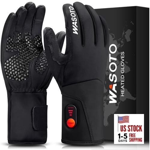  Heated Gloves for Men Women,7.4V 22.2WH Electric Rechargeable Windproof Large