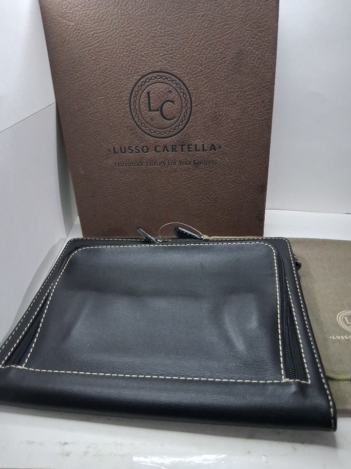 Lusso Cartella Handmade Luxury  Blk Leather Ipad Case/dust Cover Never Used