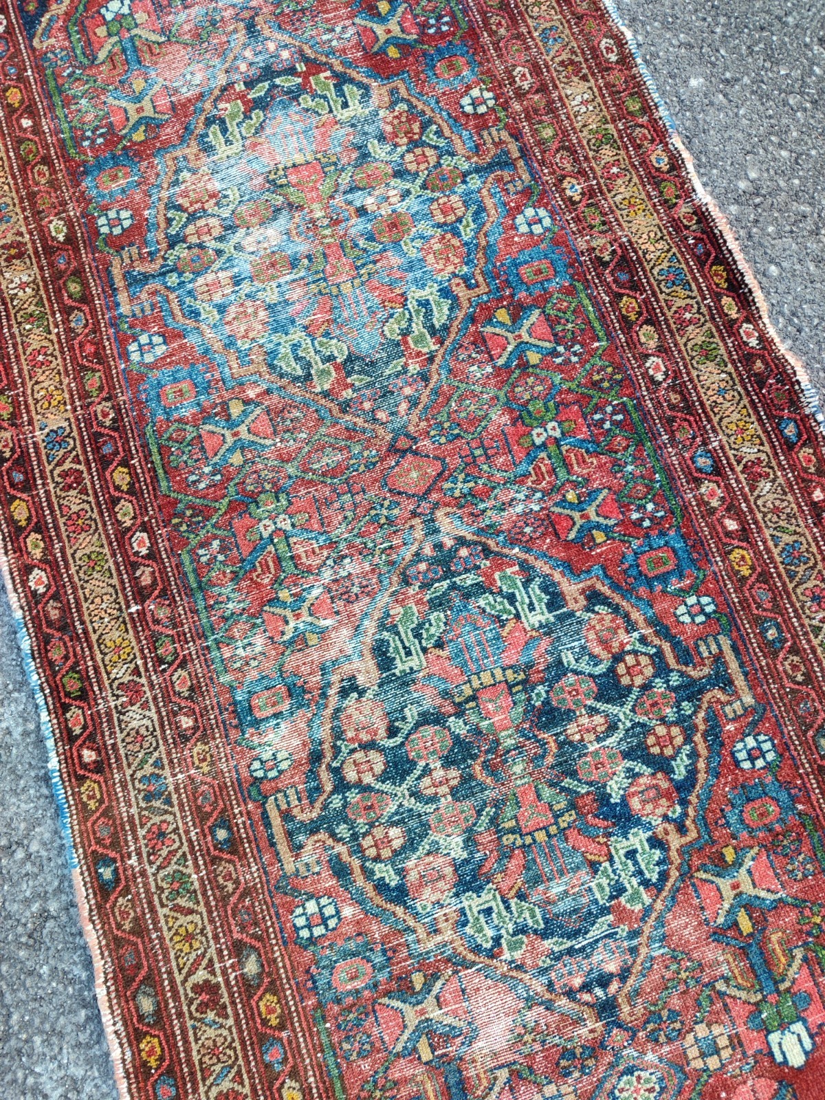 Rare Antique rug 3x10, Heriz Rug Vintage, Turkish runner 3x10 rug, Herki rug